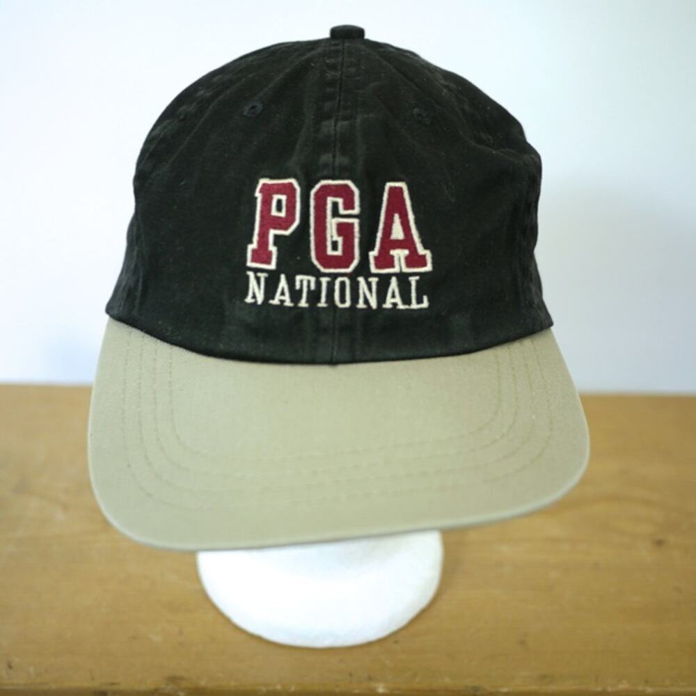 Imperial PGA NATIONAL Black Khaki 100% Cotton Pro Golf Cap Hat USA
